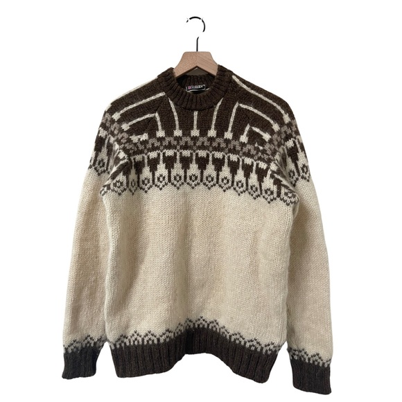 Vintage Sweaters - Samband of Iceland Vintage Fair Isle High Crewneck Wool Cozy Sweater Size Large